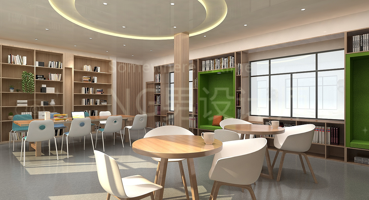 老干部阅览室设计3d效果图