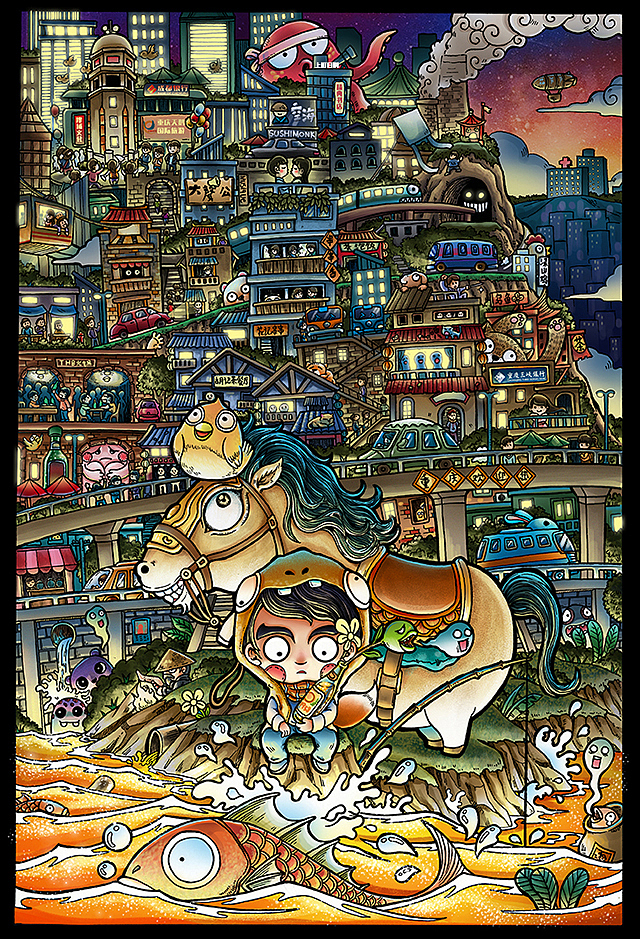 重庆滨江路-浮图关（图ZMTU2Mjk1NTM2） - 艺术插画 - 站酷设计师花爷爷秦伟原创素材 - 站酷ZCOOL