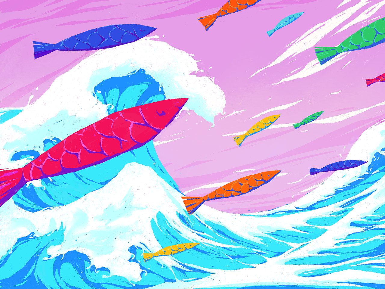 名画再创作 《神奈川冲浪里》（图ZMjYyNTc0NTEy） - 创作习作 - 站酷设计师bananafish_art原创素材 - 站酷ZCOOL