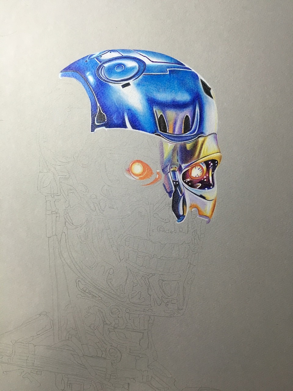 彩铅画终结者机器人