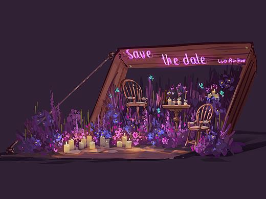 紫色婚礼 婚礼手绘图