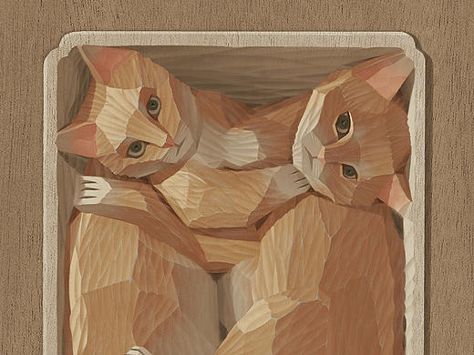 木雕风插画《相持》