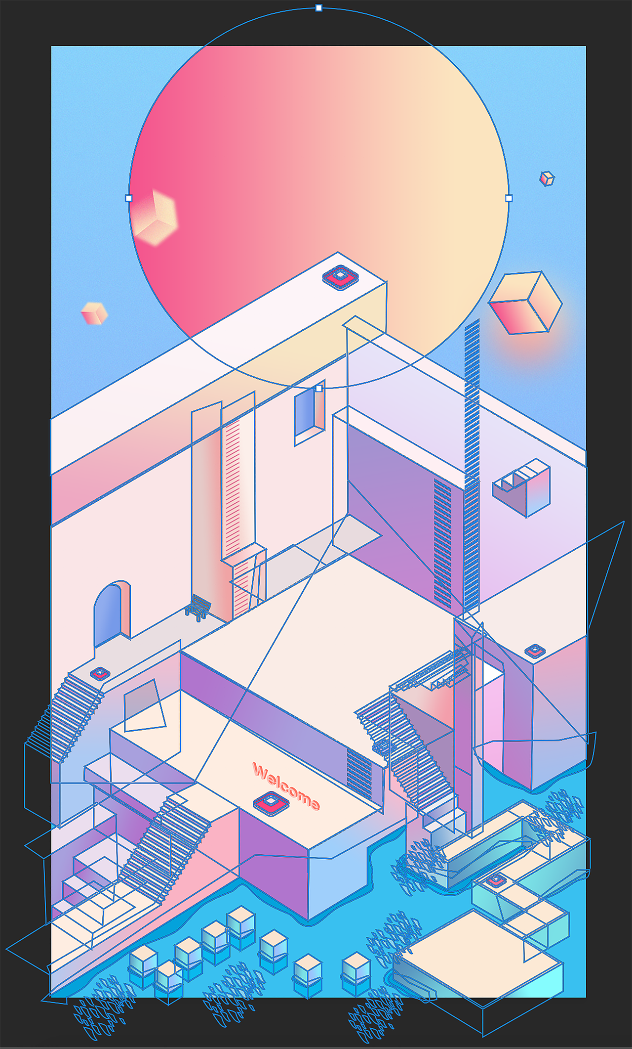 「练习」— 大场景2.5D（图ZMTI0NzExMzI0） - 闪屏/壁纸 - 站酷设计师一生涓滴意念原创素材 - 站酷ZCOOL