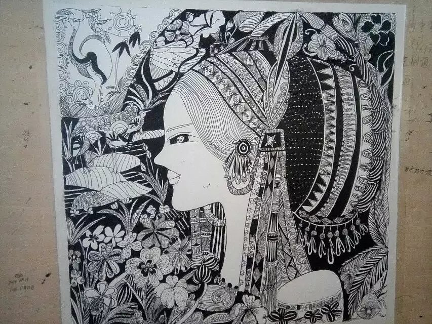 民族黑白装饰画