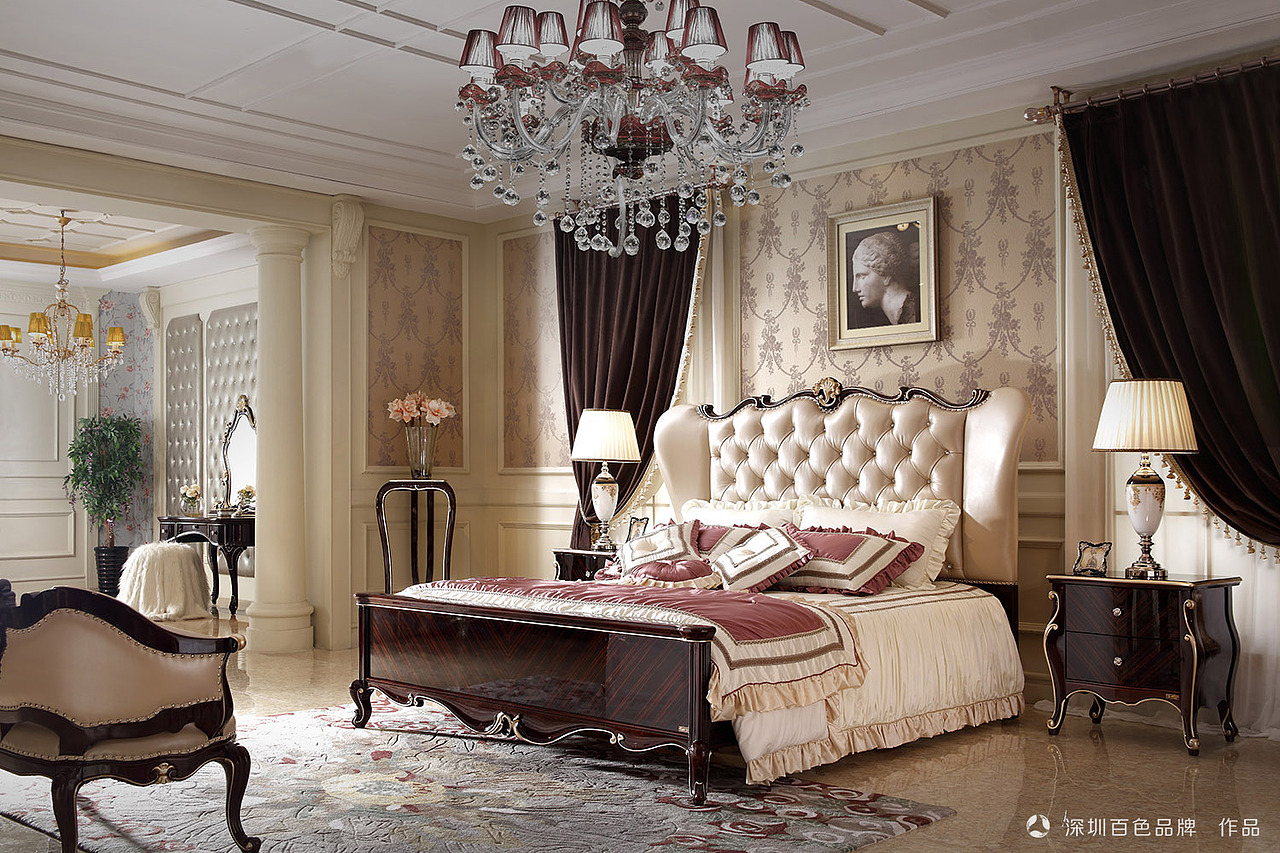 法式亮光家具摄影金富丽沙发床餐桌柜子桌子