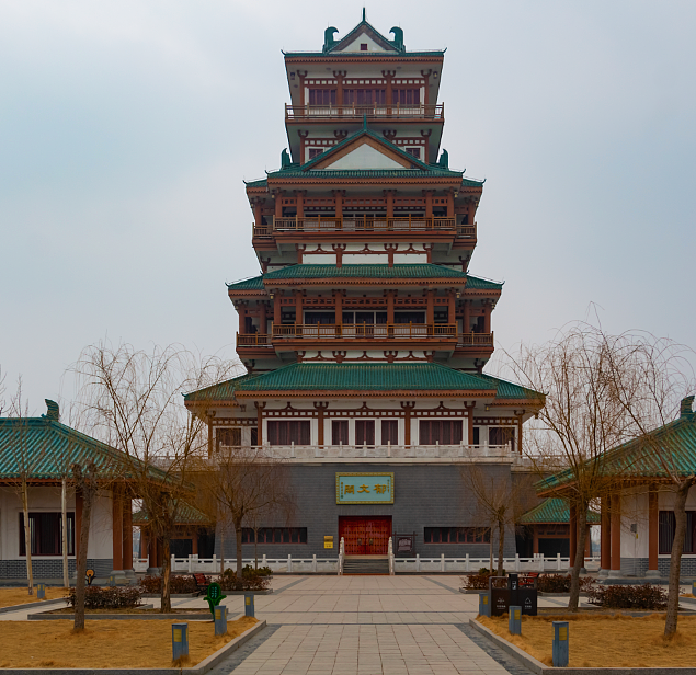 成武县蓝水湾郁文阁摄影后期古塔建筑夜景