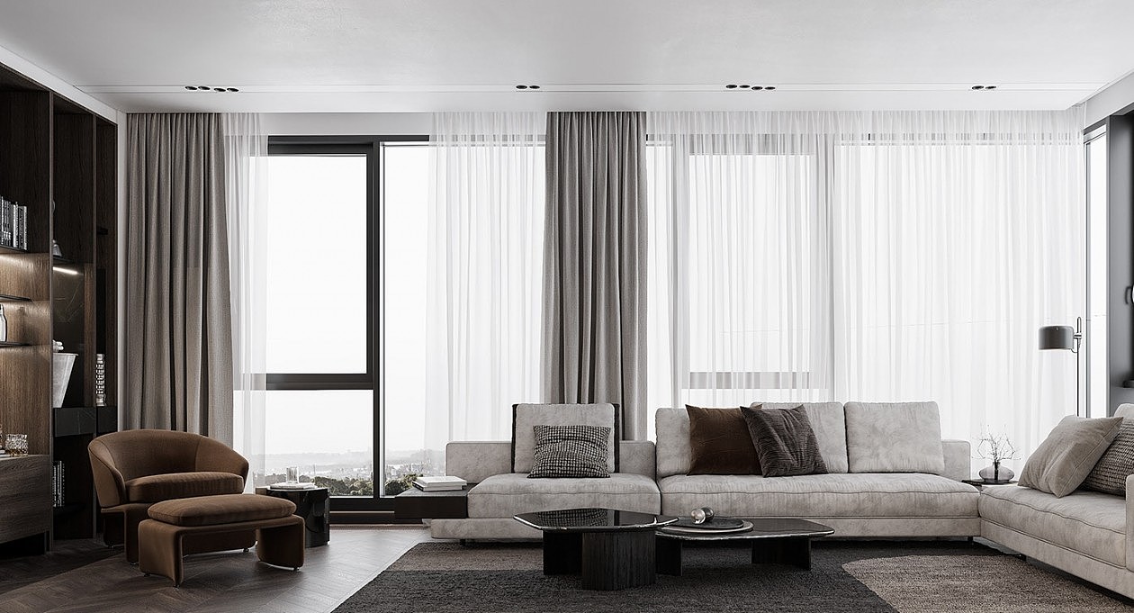 白色大理石与黑色调的搭配设计