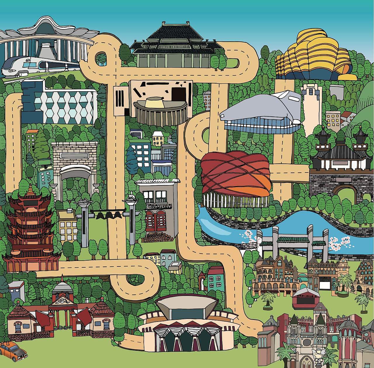 给朋友工作的旅游区绘制的园区地图|平面|海报|putikai - 原创作品 - 站酷 (ZCOOL)