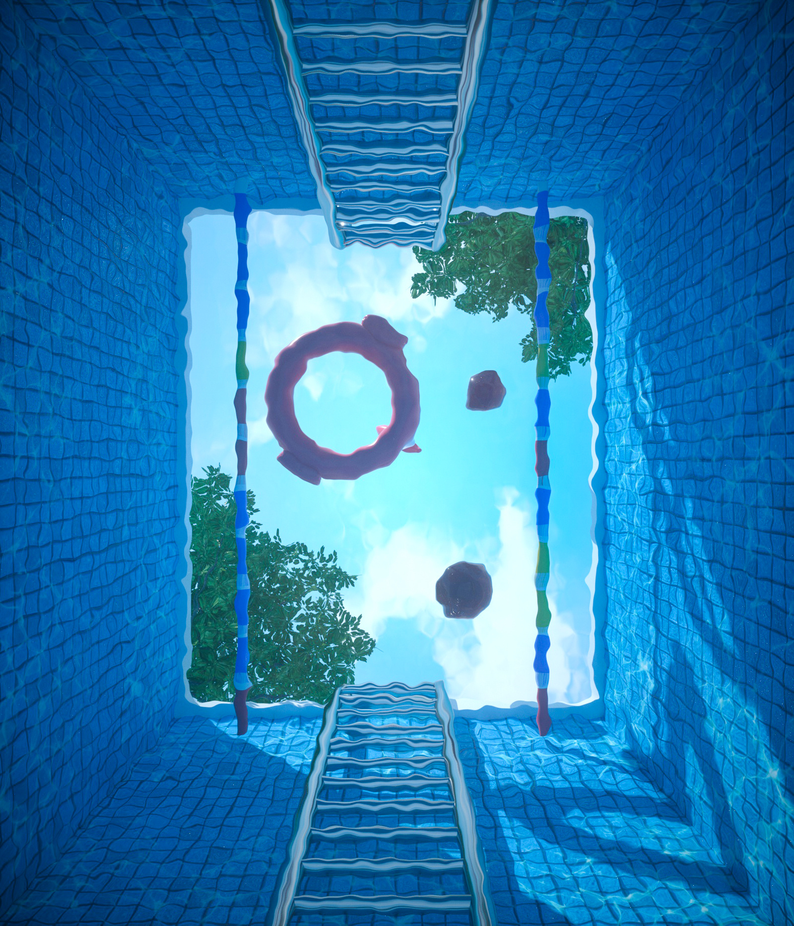 仰视泳池天空场景练习