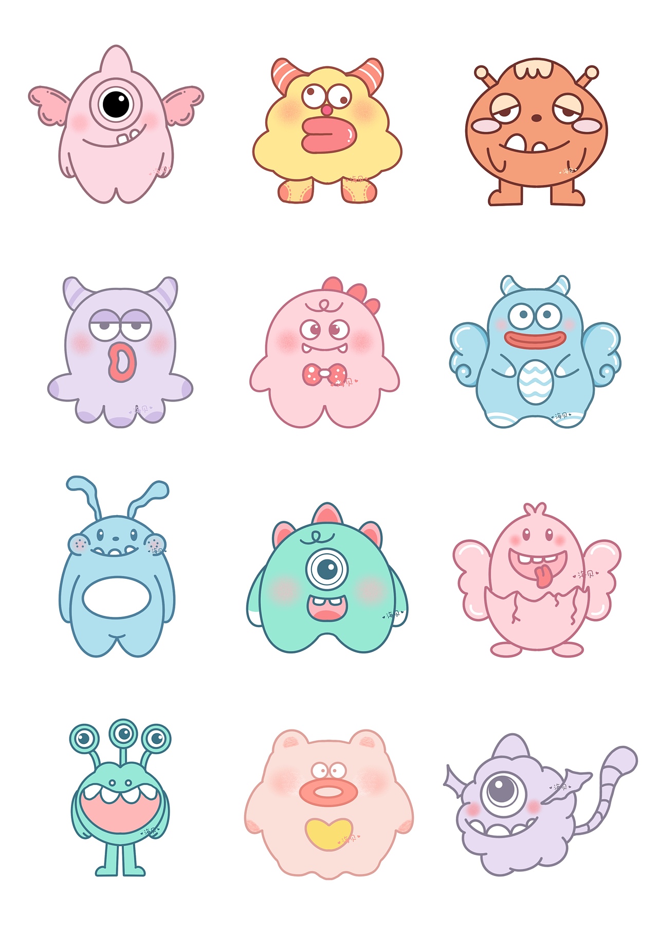 可爱小怪兽（图ZMzc2NTgxMzI0） - 创作习作 - 站酷设计师海贝007原创素材 - 站酷ZCOOL