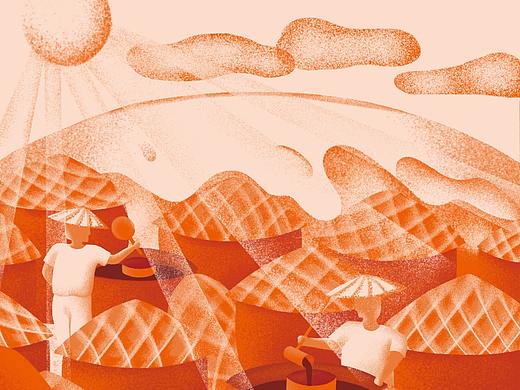 为招牌菜为豉油鸡饭的的餐厅创作的突出三个买点的插画