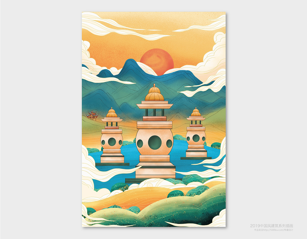 中国风建筑系列插画