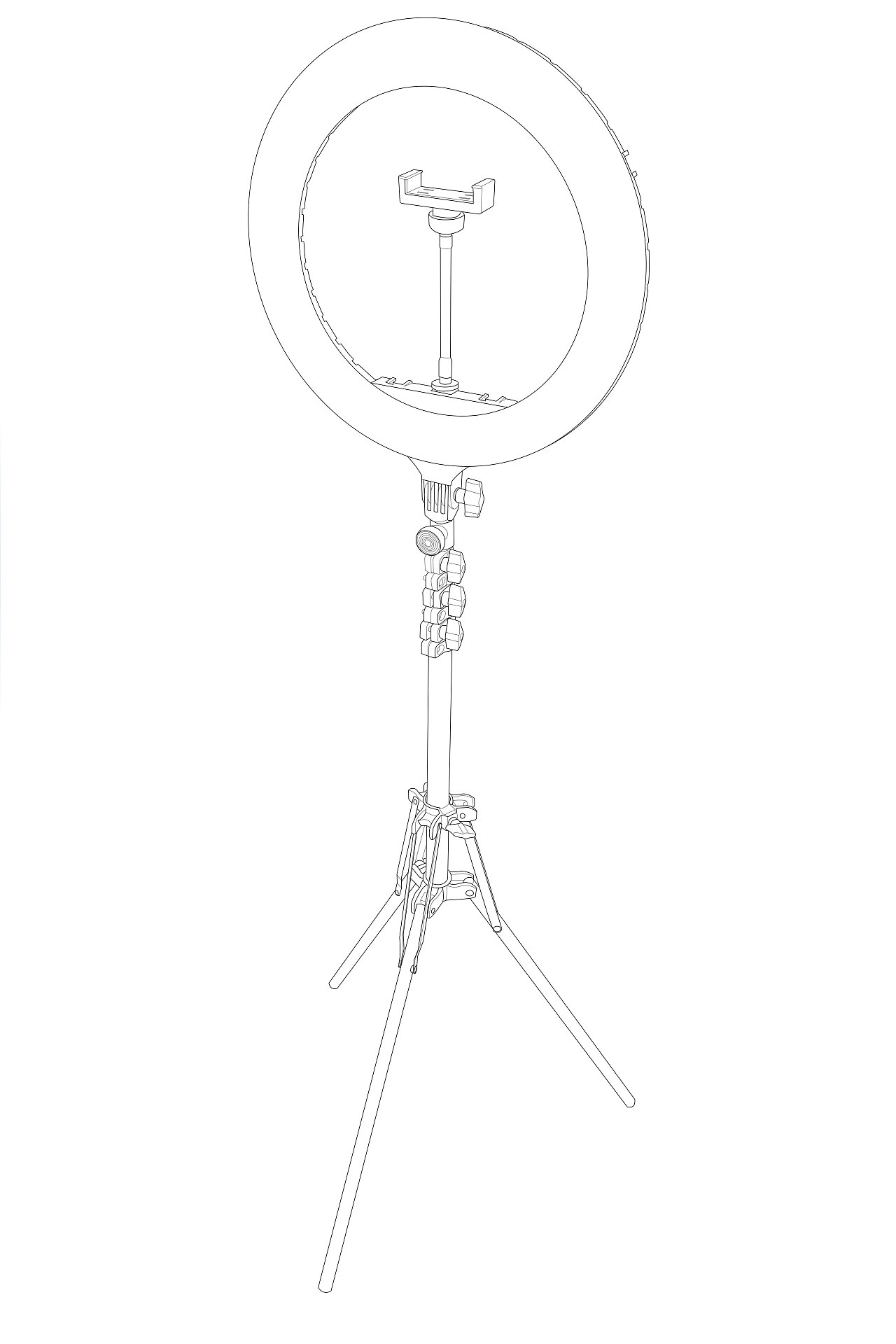 环形灯线稿图六视图