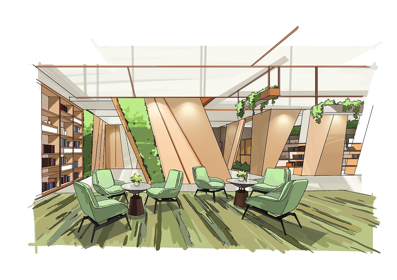 ipad室内手绘|空间|酒店餐饮设计|膜拜大神之人 - 原创作品 - 站酷