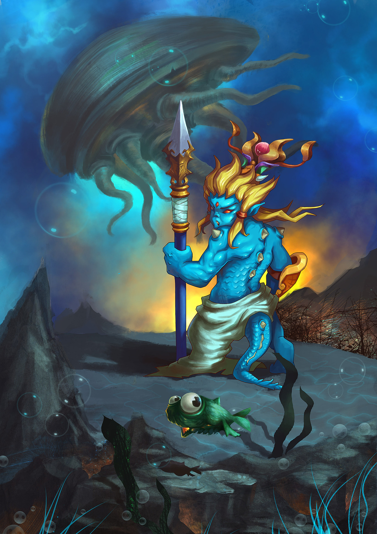 依然是为之前的毕设里的其中一个妖怪小白龙做的完整插画补充北京/ui