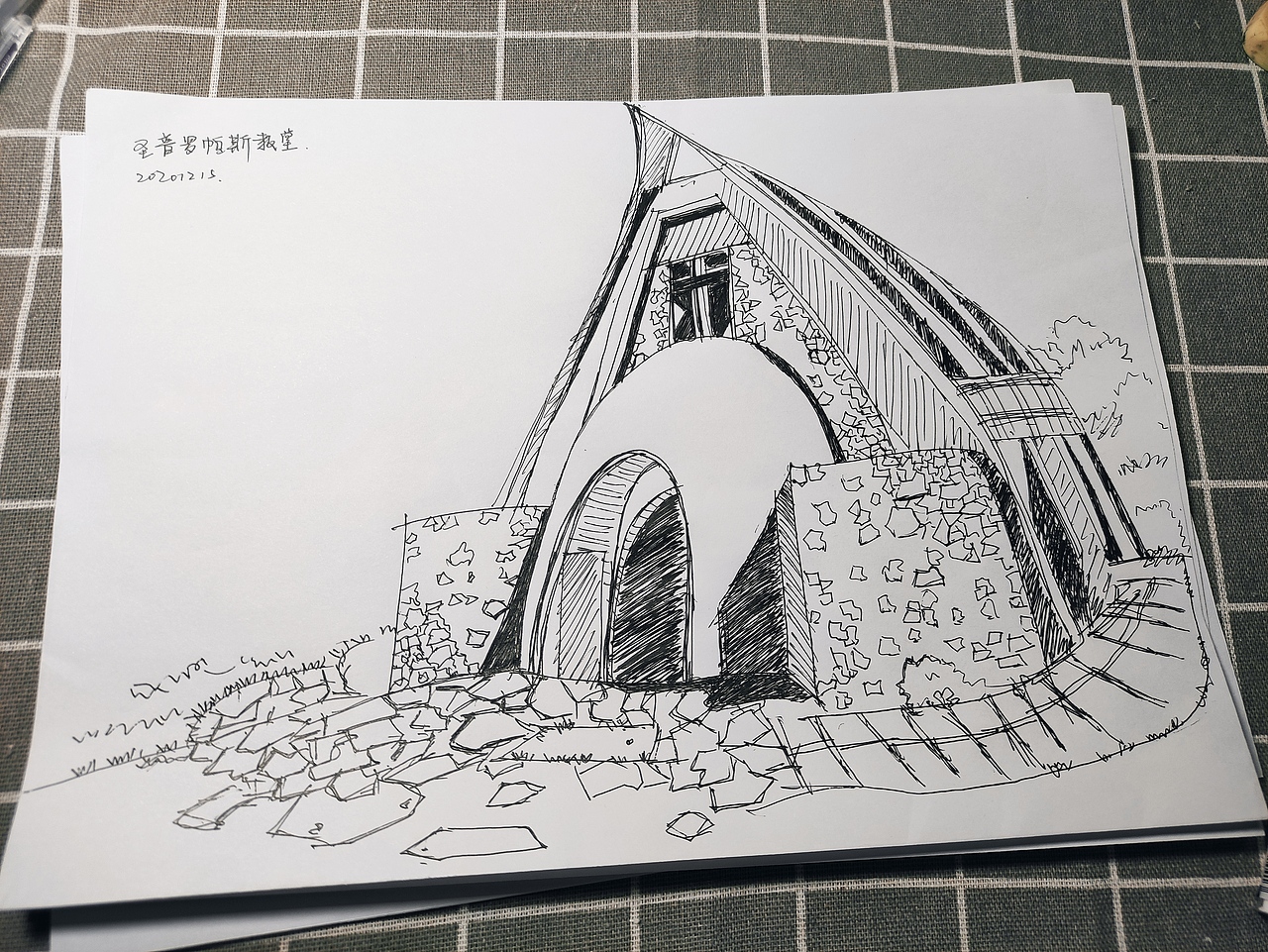 建筑钢笔画临摹1