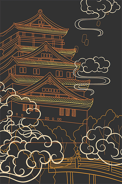 2021上半年国潮烫金建筑插画作品总结（图ZMjU5NjAyMDk2） - 新锐潮流插画 - 站酷设计师予心绘原创素材 - 站酷ZCOOL