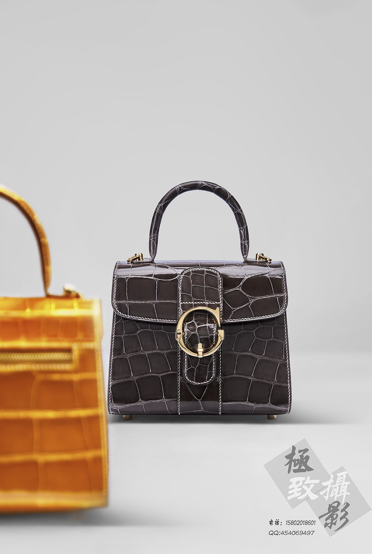 美洲鳄鱼皮女包白底海报形象照拍摄精修