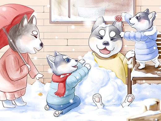 哈士奇形象-节庆海报(冬日篇)