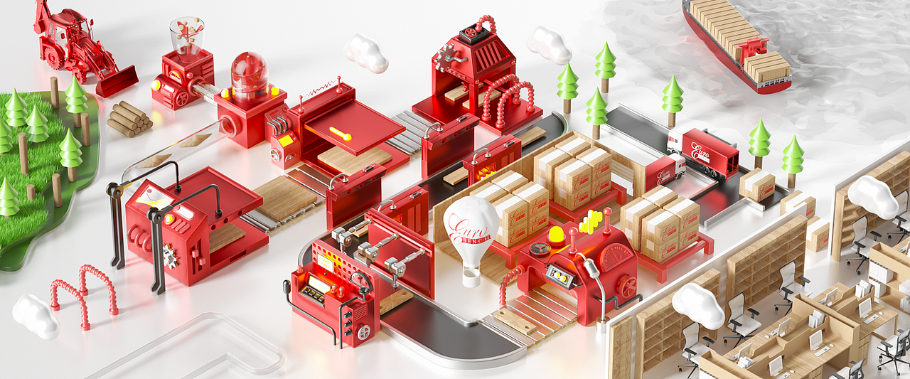 木板加工厂流水线（图ZMjc2ODQ0MjUy） - 场景 - 站酷设计师小狮唬原创素材 - 站酷ZCOOL