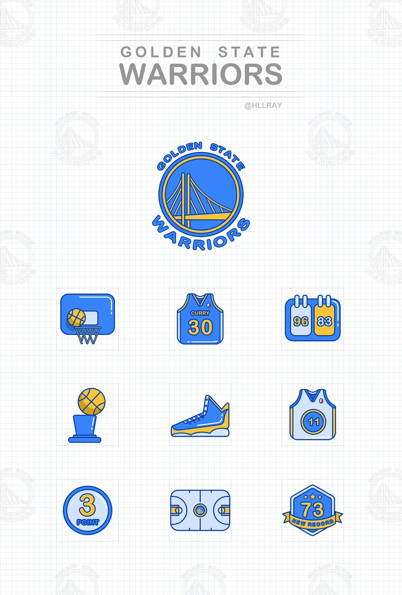 NBA勇士队创意图标