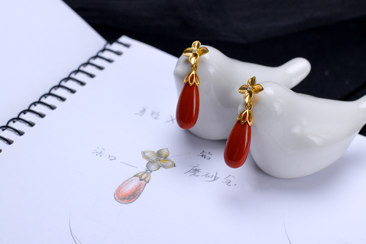 爱盘原创南红首饰耳钉 · 系列一