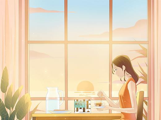 茶产品海报插画  动态插画海报