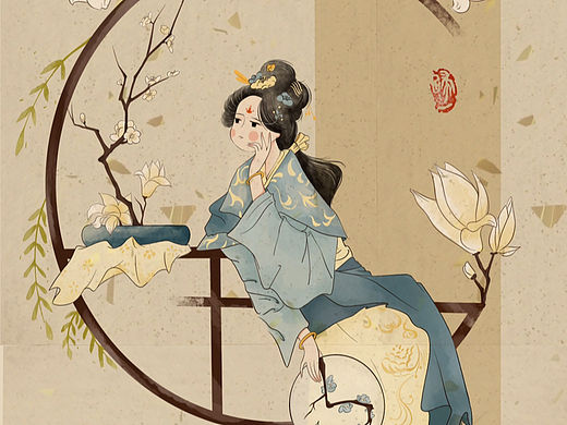 古风插画系列1- -遇春（个人主页-ZNjMxMDgzNDQ=） - 商业插画 - 站酷设计师歸一原创素材 - 站酷ZCOOL