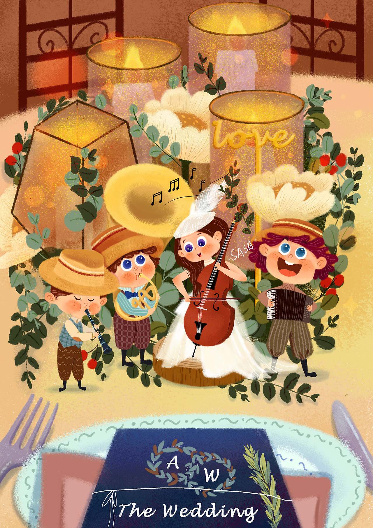 婚礼乐队（3/9）（图ZMTg0MDYxMzg0） - 儿童插画 - 站酷设计师sasa五小桃原创素材 - 站酷ZCOOL