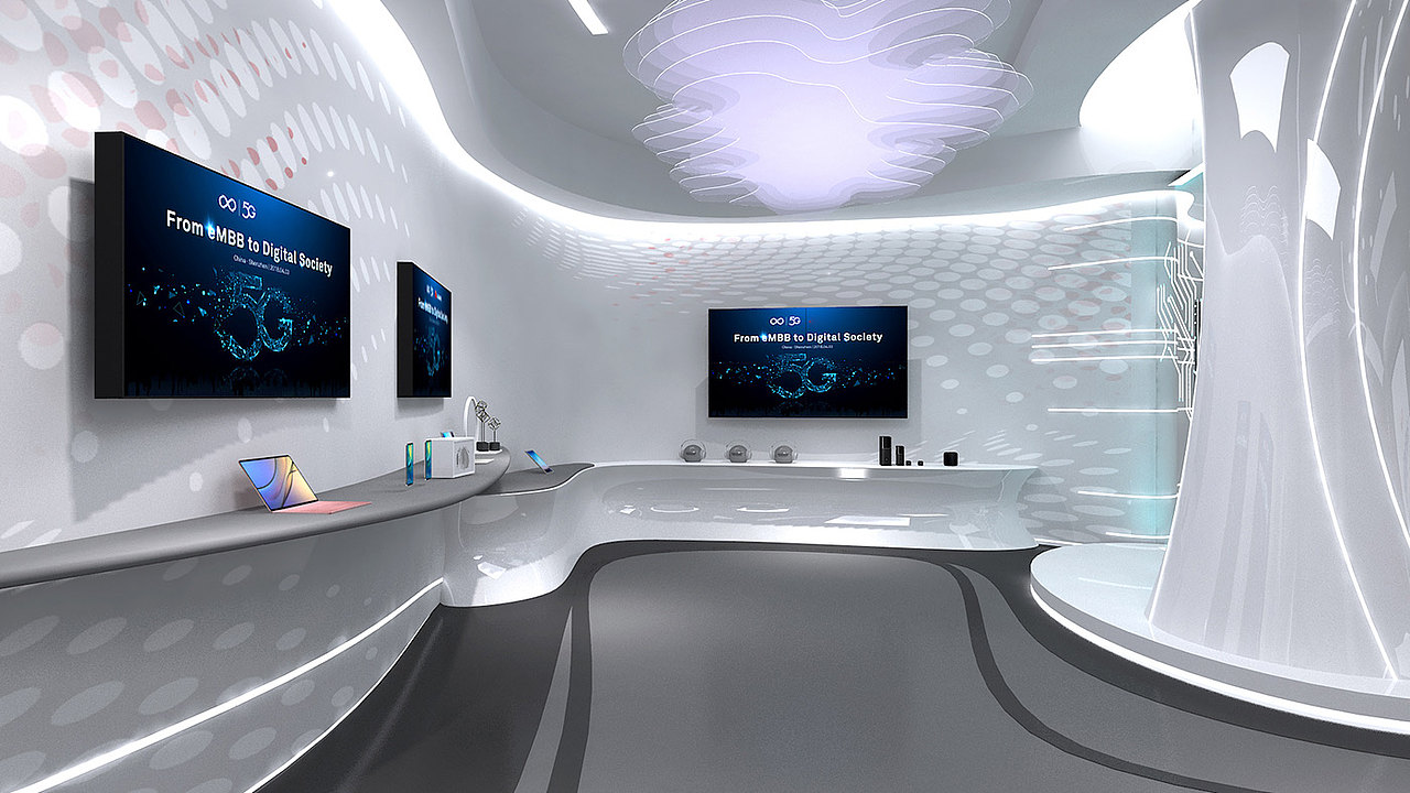 5G科技展厅展览设计3D效果图