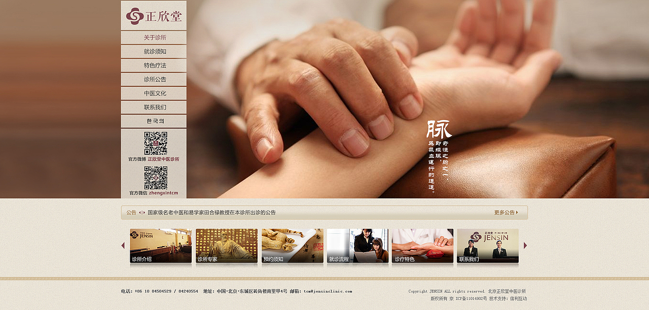 医疗类网站-正欣堂中医网站