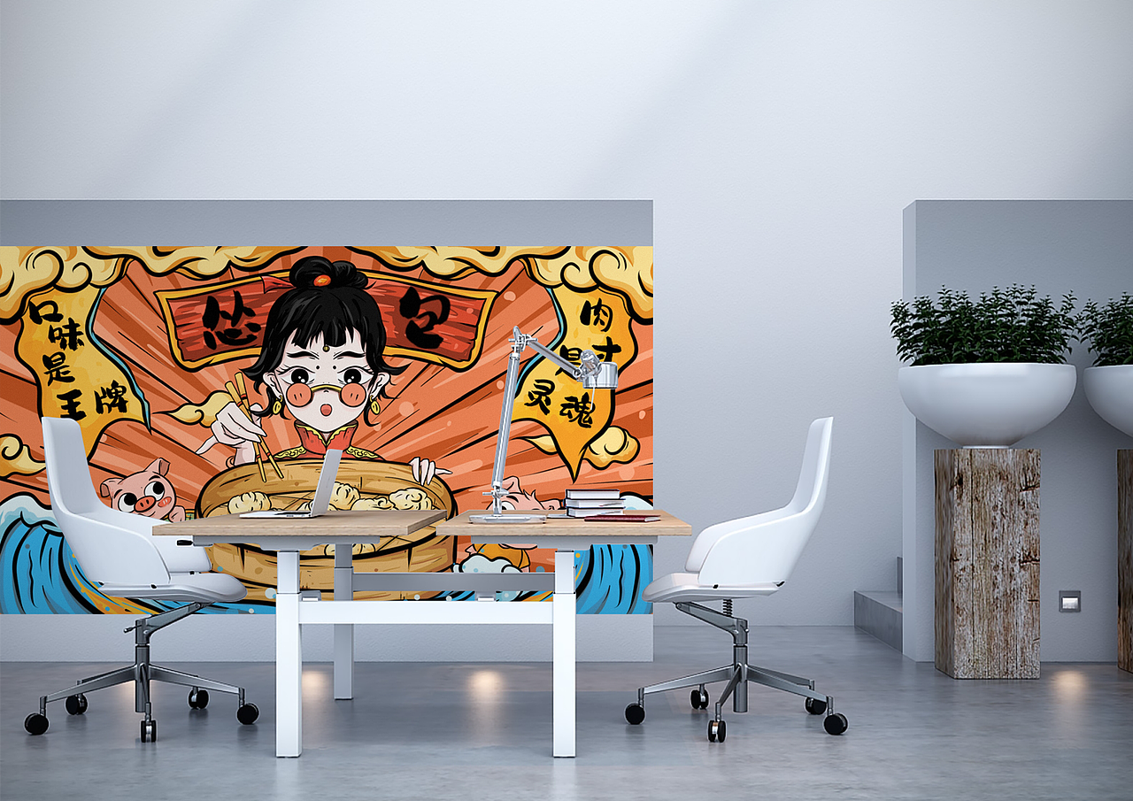餐饮国潮插画海报———包子（图ZMjg1NzIzNjI4） - 商业插画 - 站酷设计师我才是导演原创素材 - 站酷ZCOOL