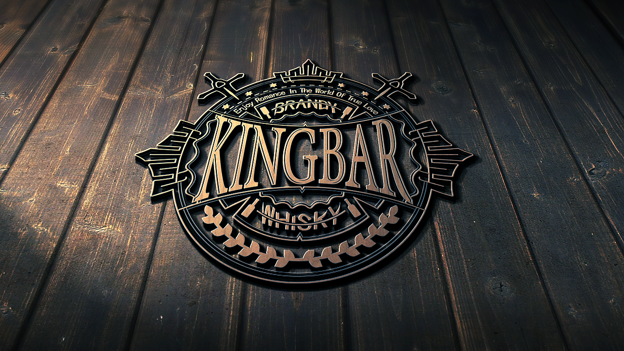 蓝| kingbar 酒吧 徽章logo设计 品牌vi设计