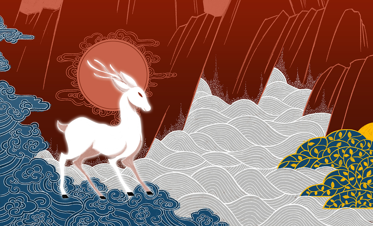 鹿（图ZMTkxMjQyMTQ4） - 艺术插画 - 站酷设计师哈木文创工作室原创素材 - 站酷ZCOOL