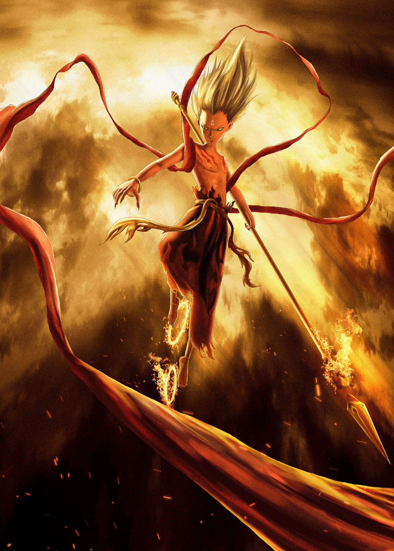 趁热度 手绘动漫人物手绘哪吒手绘合成海报