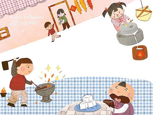 拼贴风 杂志插画 儿童插画