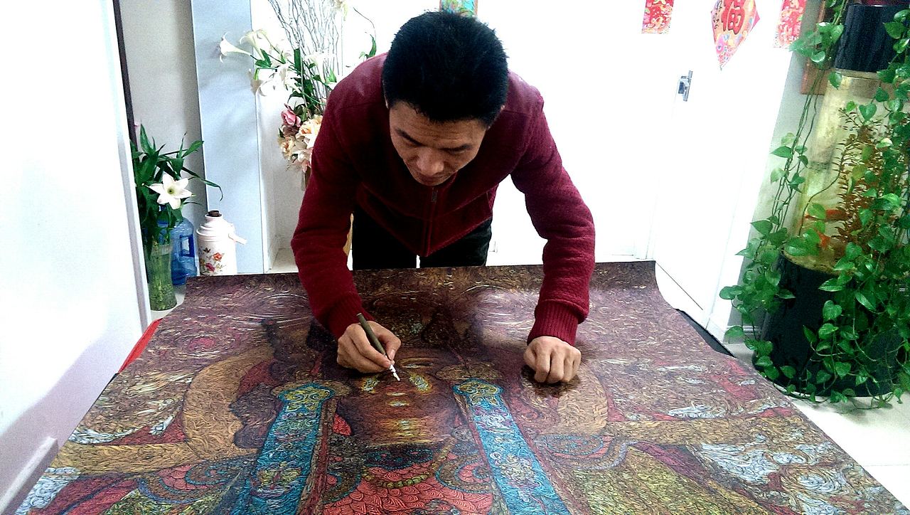臧金龙重彩钢笔画作品《佛祖》（图ZMjUyNzkxMjg=） - 绘画 - 站酷设计师臧金龙原创素材 - 站酷ZCOOL