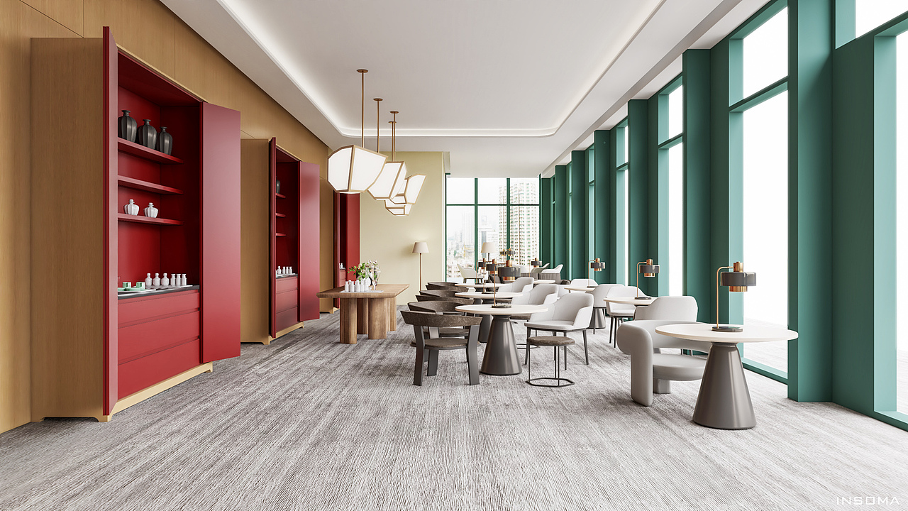 广州瑰丽酒店餐厅场景渲染|三维|建筑/空间|insoma_原创作品-站酷zcoo