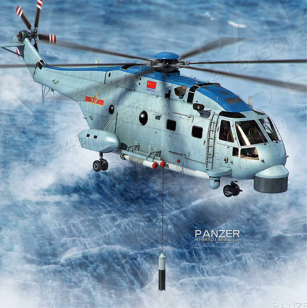 z-18f 反潜直升机系我军下一代重型反潜直升机,可以搭载于航母和大型