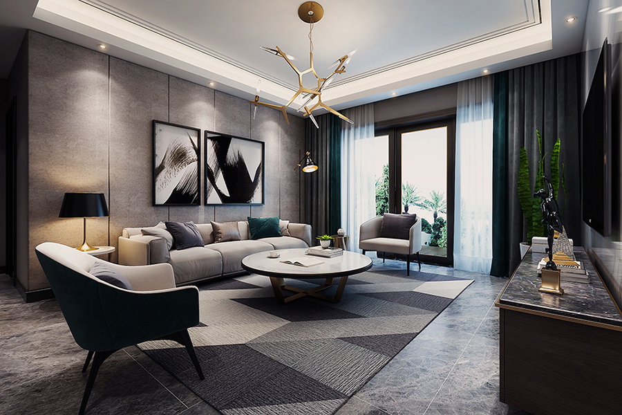 郑州瀚海晴宇180平四室设计现代简约风格装修样板间