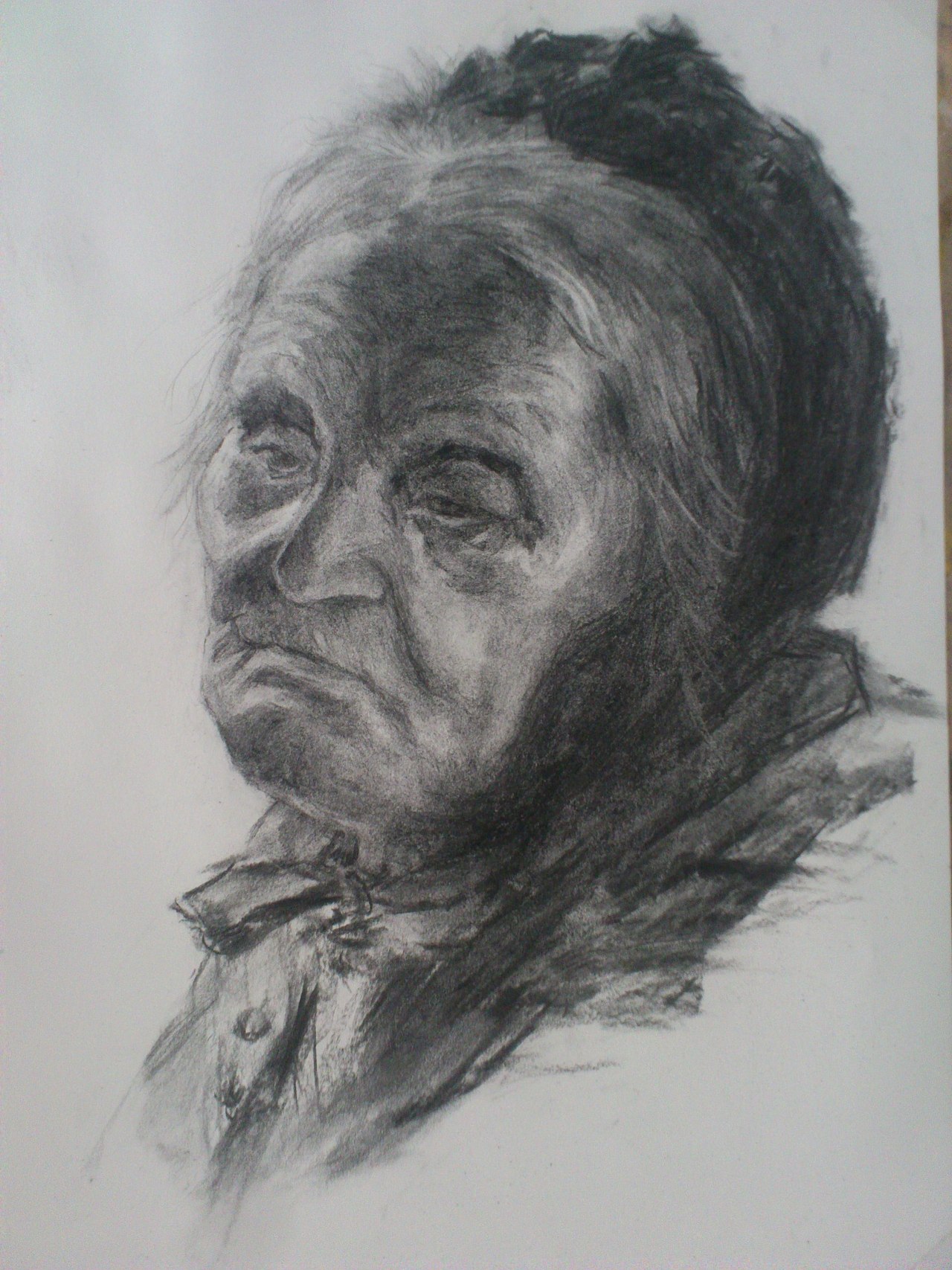 第一次临摹大师作品,门采尔的,也是第一次不使用铅笔,全部用柳炭条完成