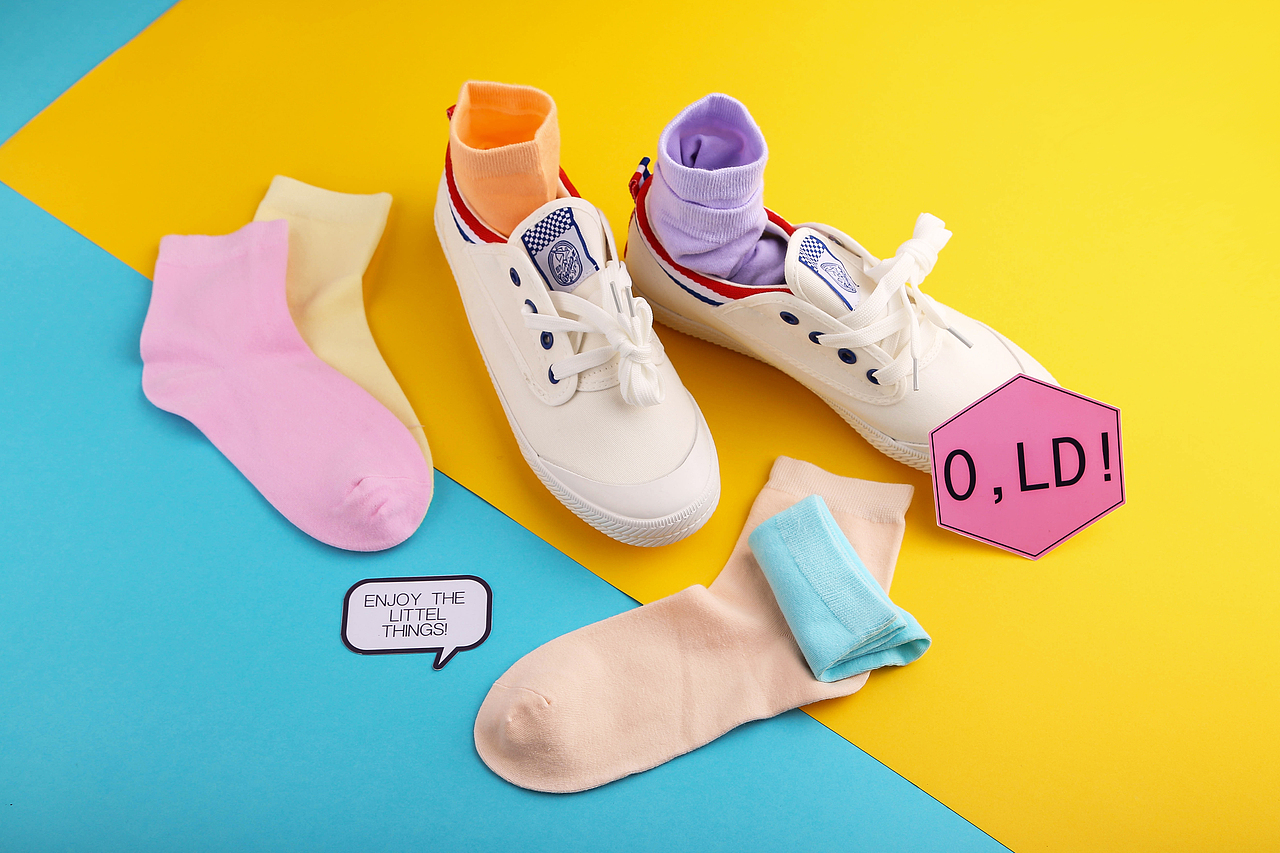 袜子 产品 静物拍摄 生活用品 撞色 可爱 创意