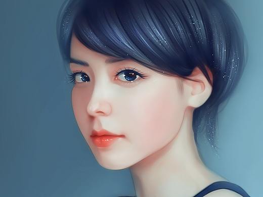 转手绘——冷色唯美风短发