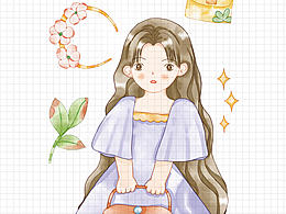 可愛女孩和紙膠帶