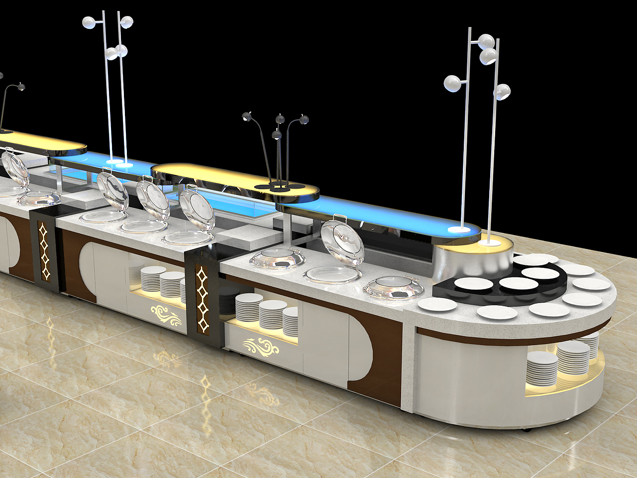 迪克石材自助餐台 固定自助餐台自助餐台图片设计定制