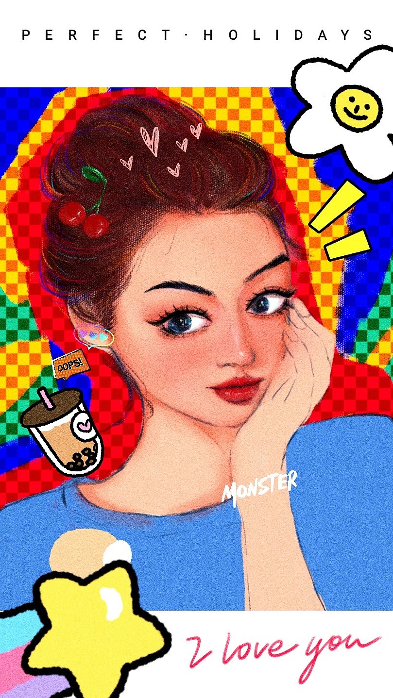 人物插画壁纸（图ZMjkyMjYwOTA4） - 创作习作 - 站酷设计师野子不野原创素材 - 站酷ZCOOL