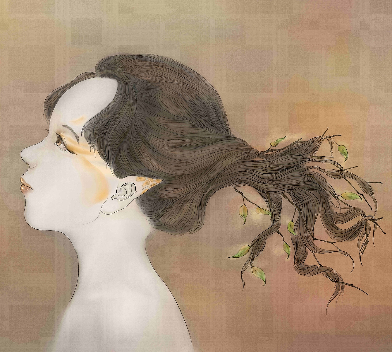 分享收藏练习练习婴勺练习手绘插画工笔风头像莲心,手绘工笔风手绘