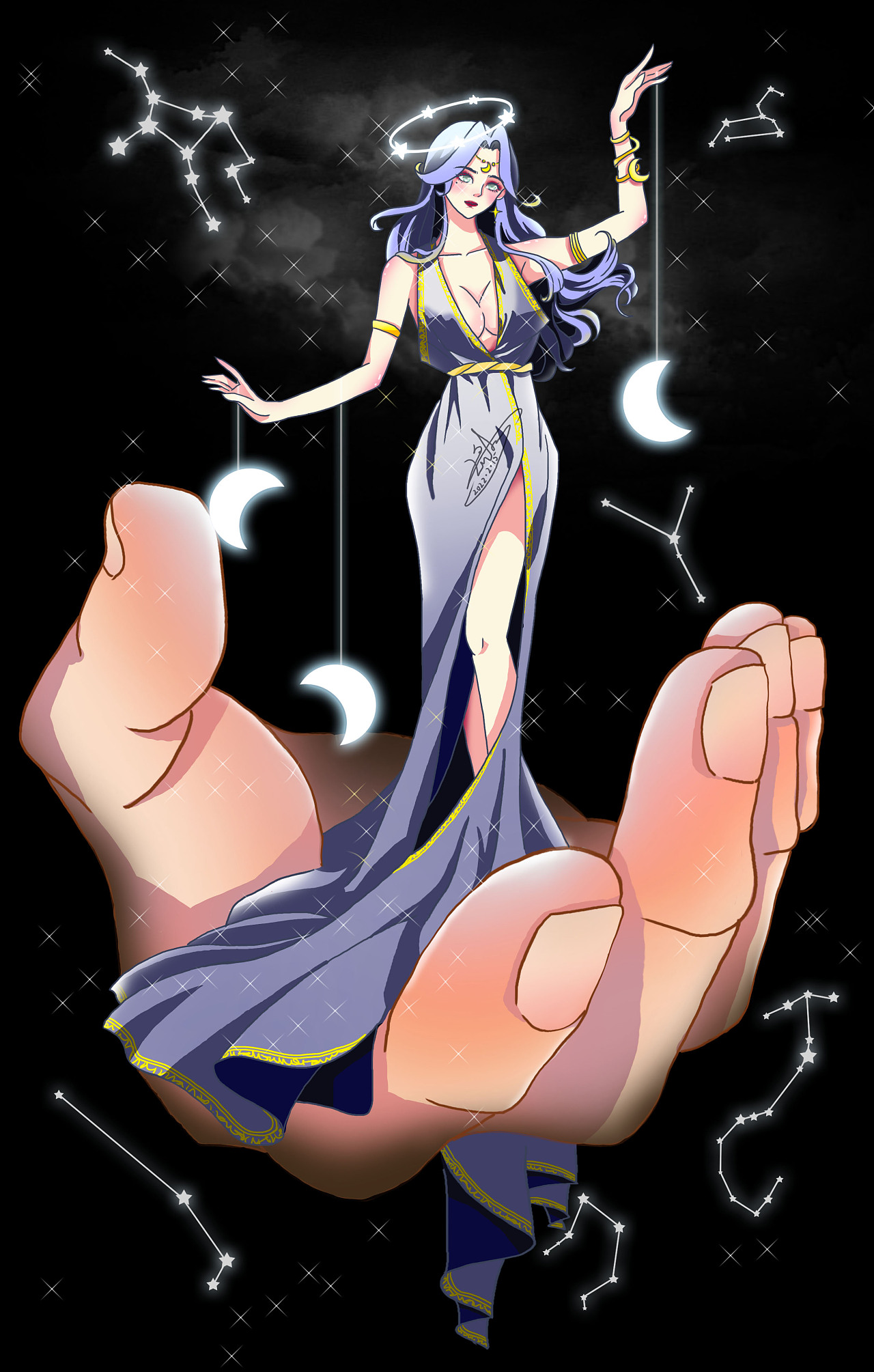月亮女神|插画|创作习作|z37854924 - 原创作品 - 站酷 (zcool)