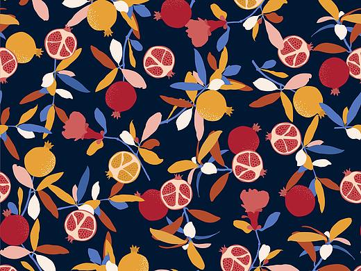 矢量石榴传统图案