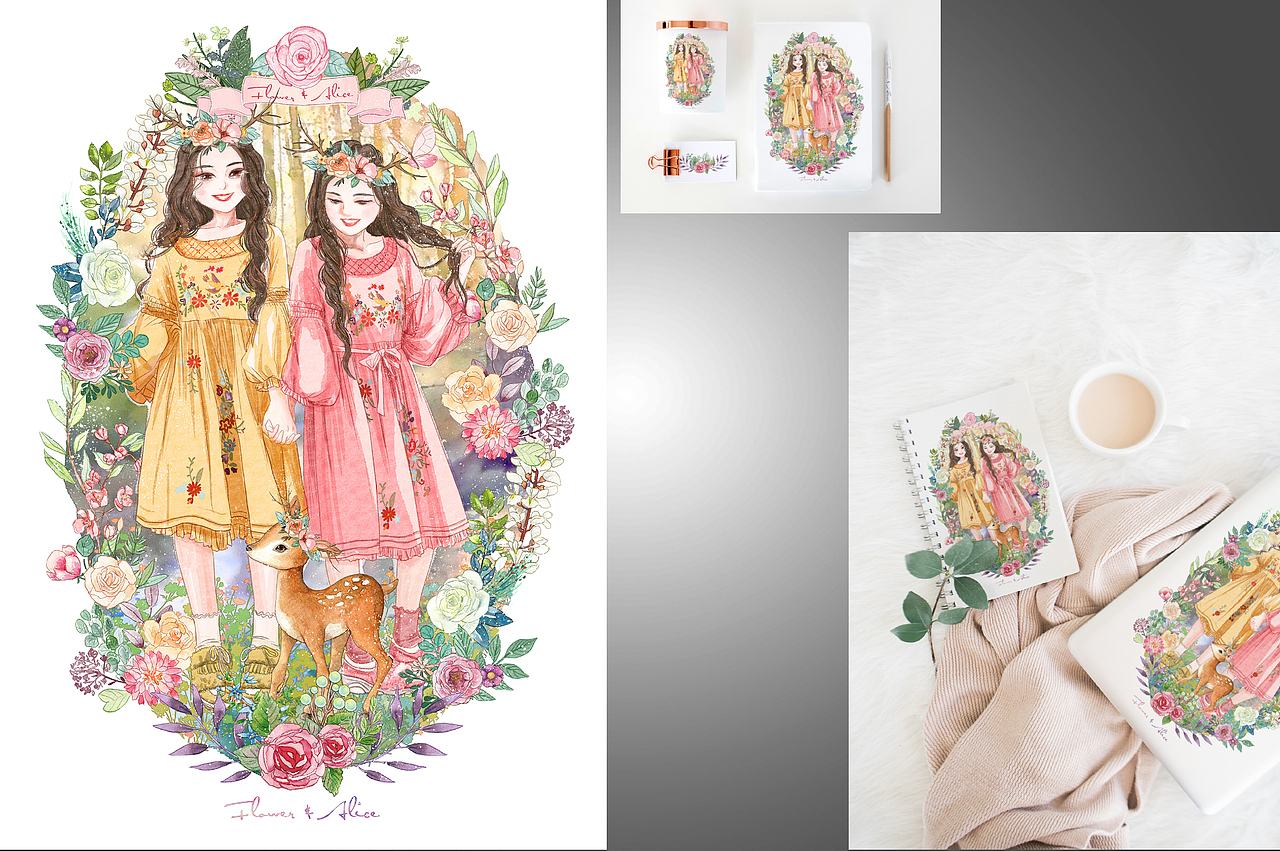 栗家的绵羊妹琅子,水彩风格。